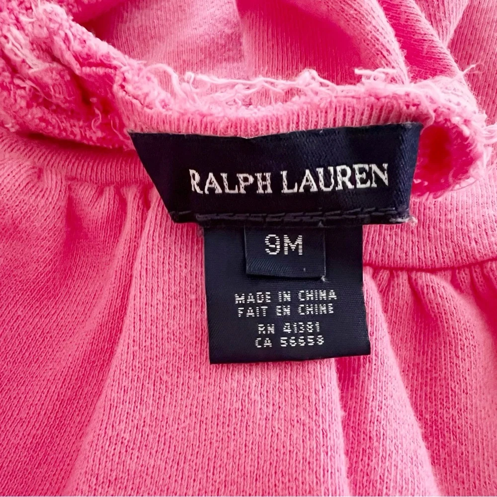 Ralph Lauren Baby Terry Knit Ruffle Sweatshirt Dress In Pink Size 9M